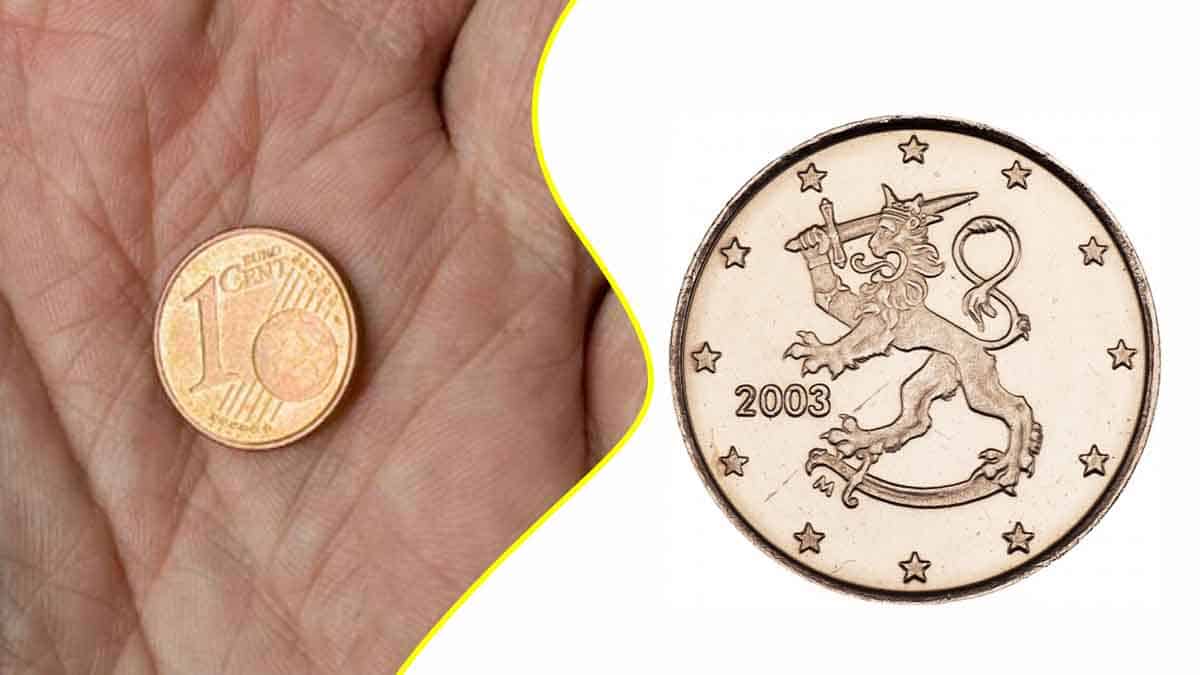 Cinque monete da 1 centesimo di euro