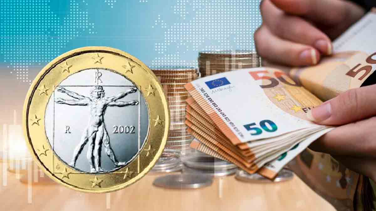 moneta da 1 euro con l’Uomo Vitruviano