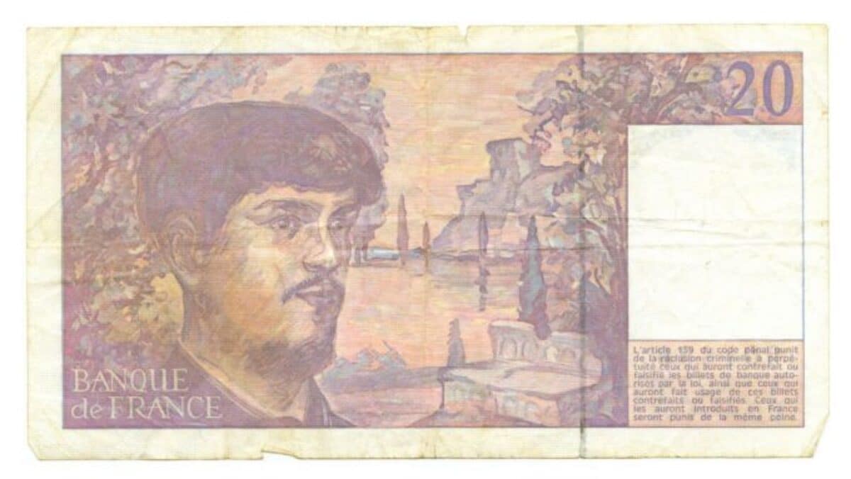 Una banconota da 20 franchi Debussy