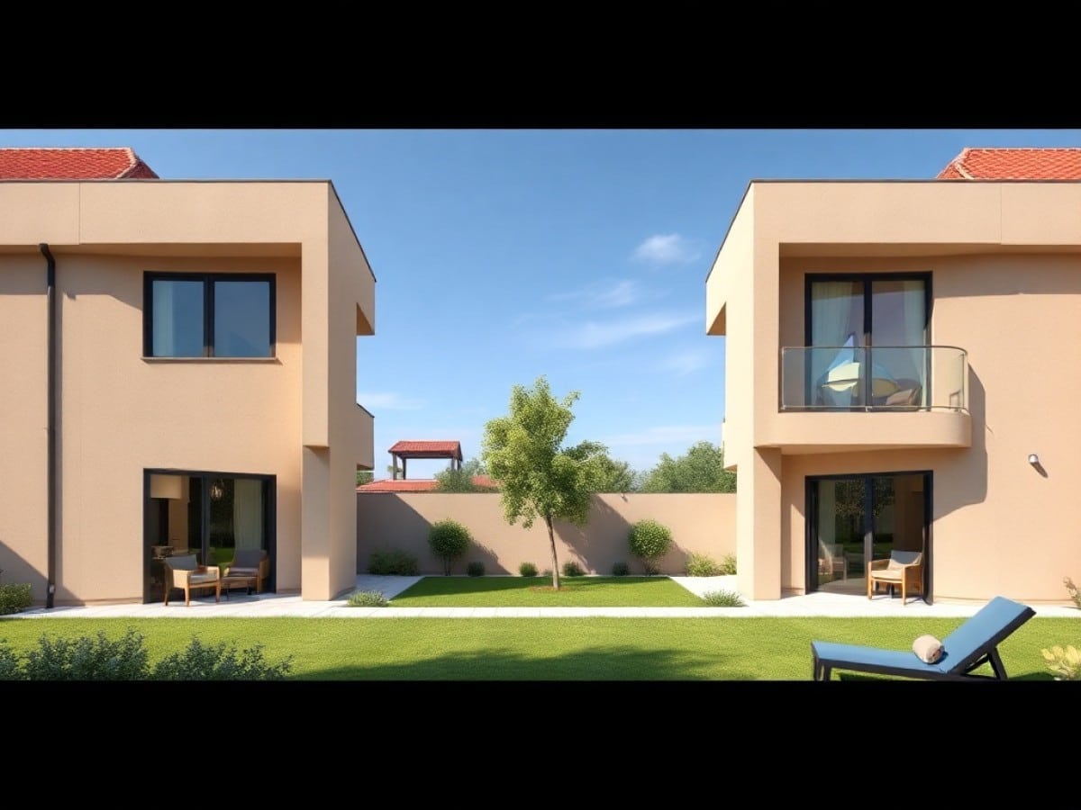 Villette bifamiliari con giardino da 60.000 euro: privacy, con esterni